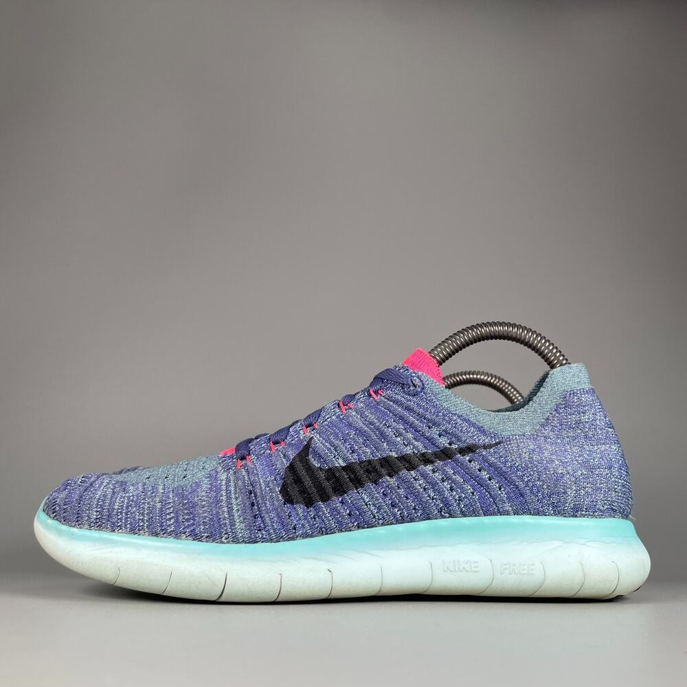 Nike Free RN Flyknit Women's 8.5 Purple Blue Pink Running Shoes Sneakers Casual
